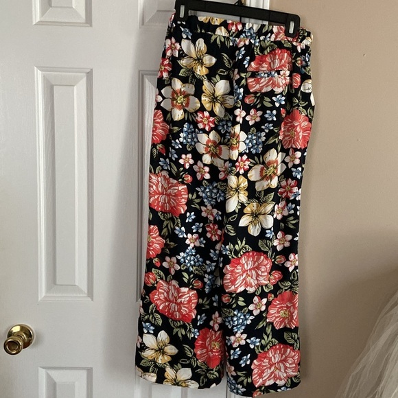 Donna L’Oren Women’s Colorful Floral Belted Flowy Wide Leg Pants Size Medium - Picture 2 of 5